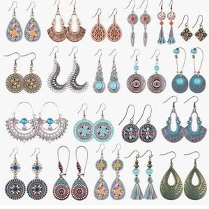 20 Pairs Boho Chic Statement Earrings NWT